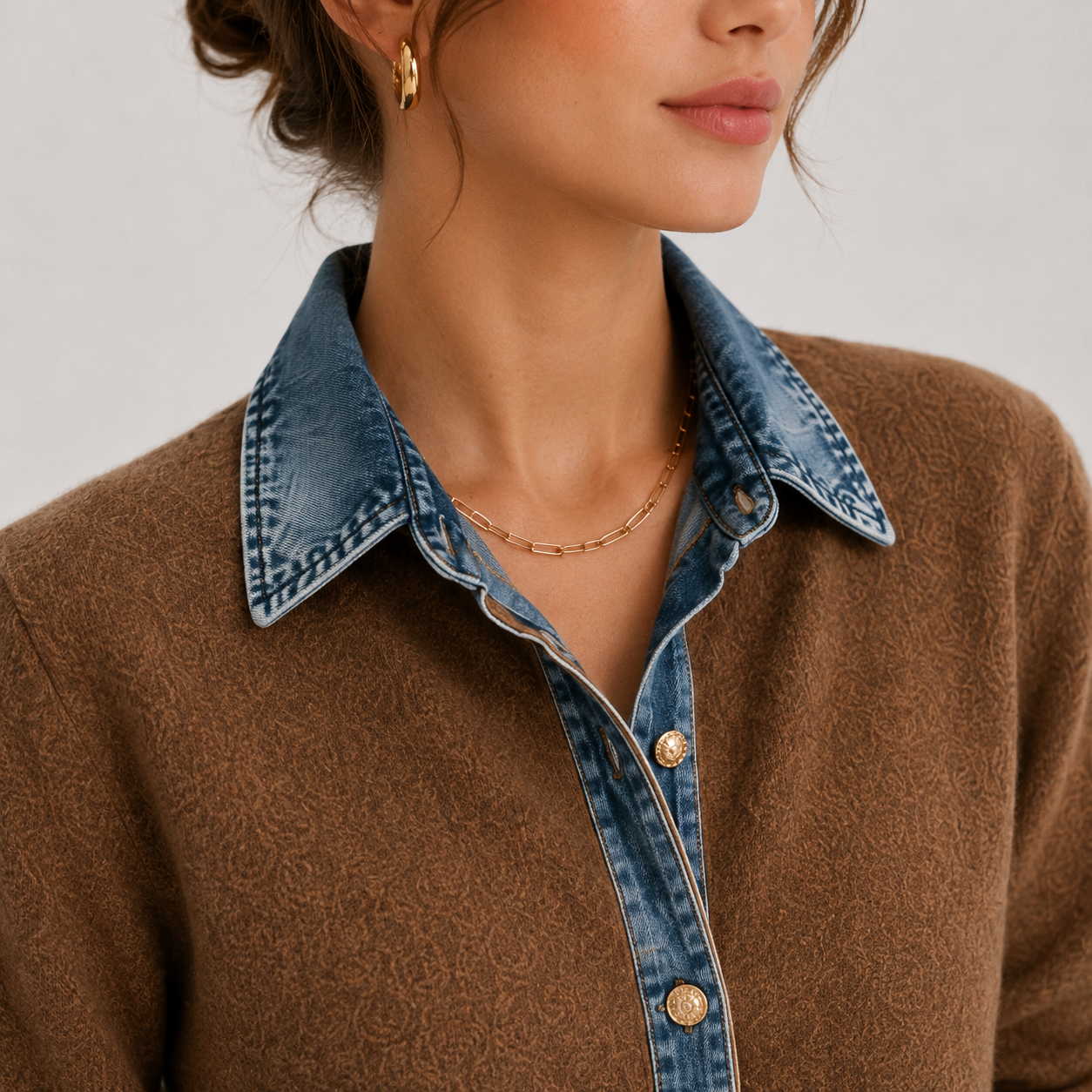 Women's Denim Jacket Classic Button Front Everyday Outerwear 2