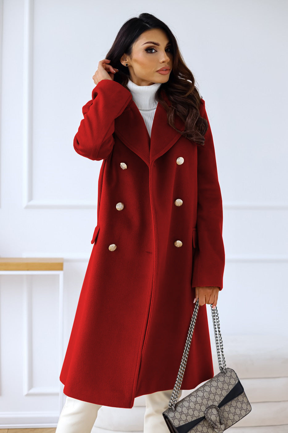 Women's Wool Blend Coat UK – Elegant Long Winter Outerwear | The Ottavia | Huna