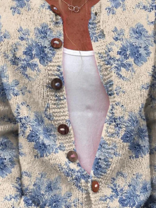 Women's Floral Print Buttoned Cardigan UK – The Iolanthe | Huna