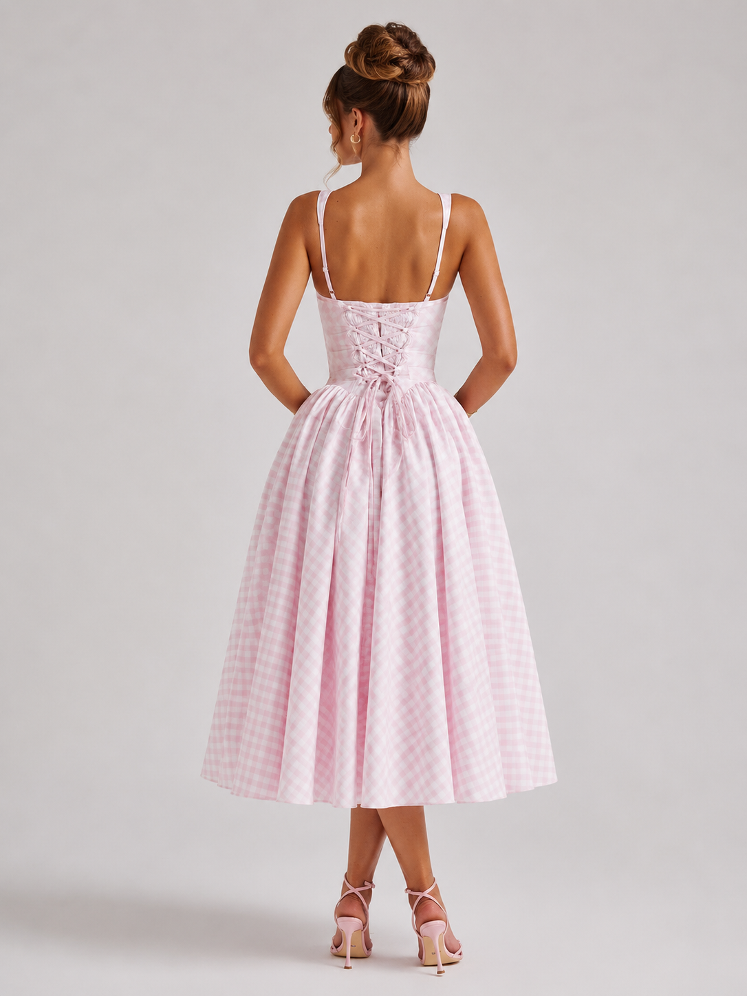 Women's Gingham Midi Dress UK – Full Skirt – The Ismeralda – image 2