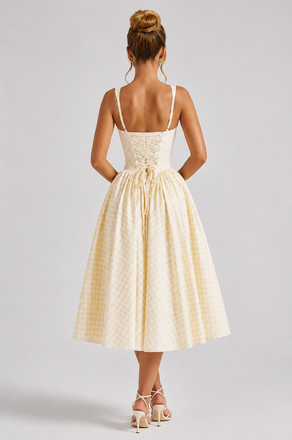 Women's Gingham Midi Dress UK – Full Skirt – The Ismeralda – image 5