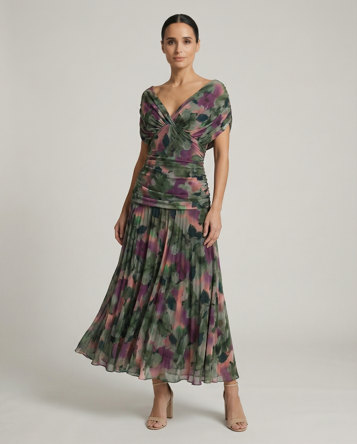 Women's Pleated Maxi Dress UK – Gradient Finish – The Aureliane – image 2