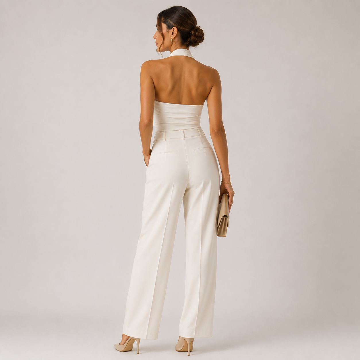 Women's Halter Neck Jumpsuit Wide Leg Evening Wear 3