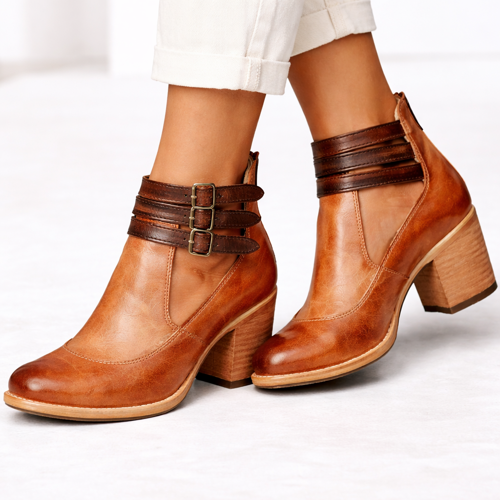 Women's Heeled Ankle Boots Black Leather