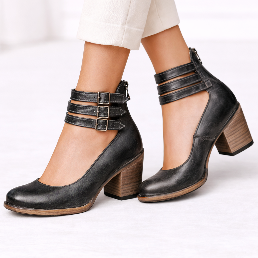 Women's Heeled Ankle Boots Black Leather