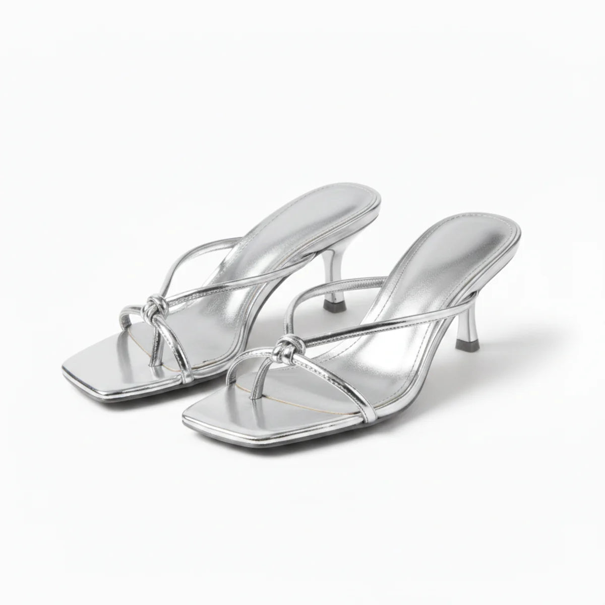 Women's Heeled Sandals Black Leather Orthopedic with Knot Strap