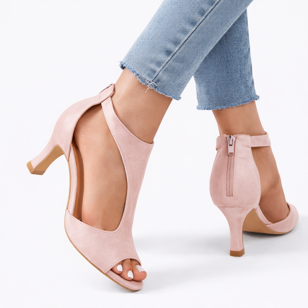 Women's Cut-Out Heeled Sandals UK – Cushioned Comfort | The Elodie | Huna