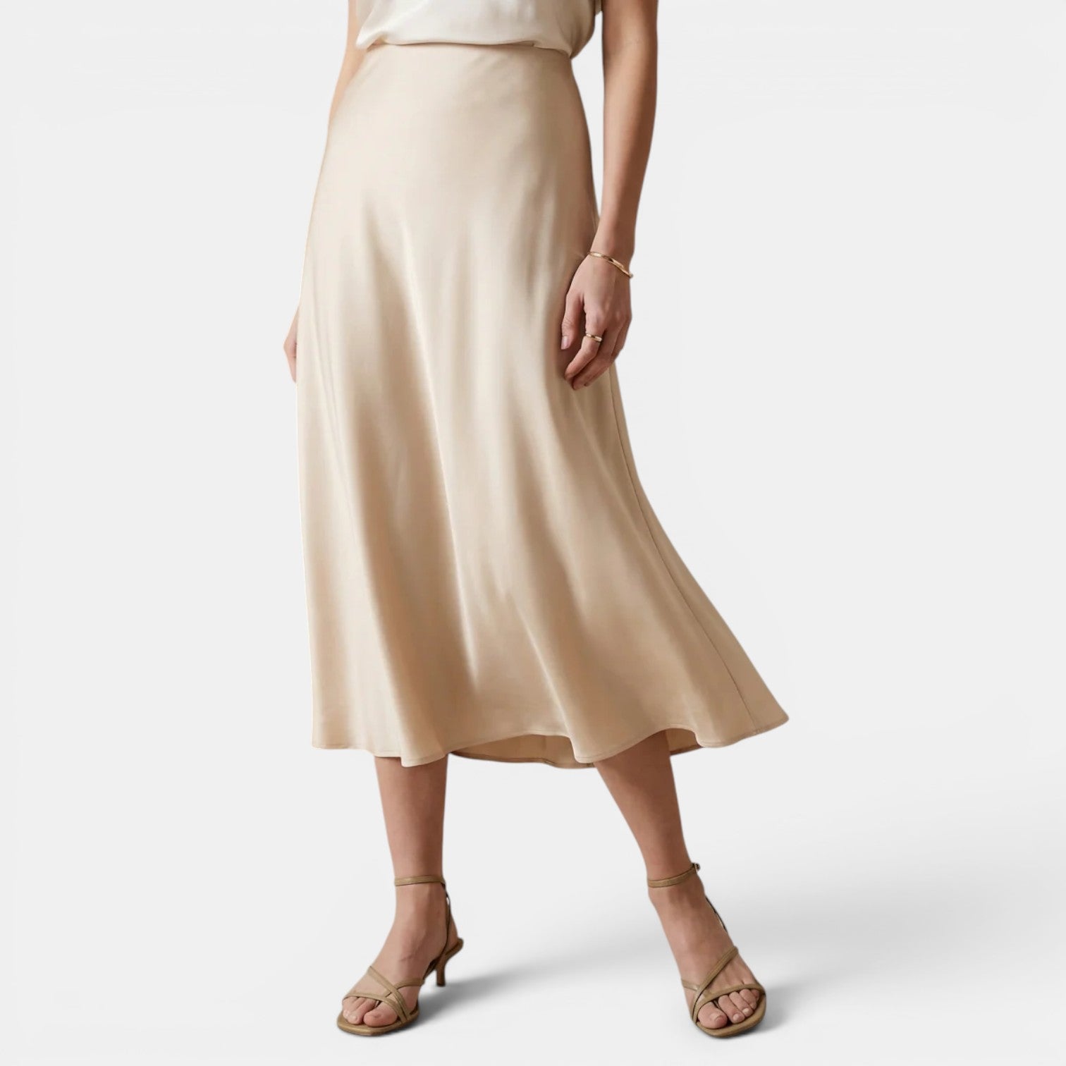 Women’s High Waist Silk Midi Skirt 3