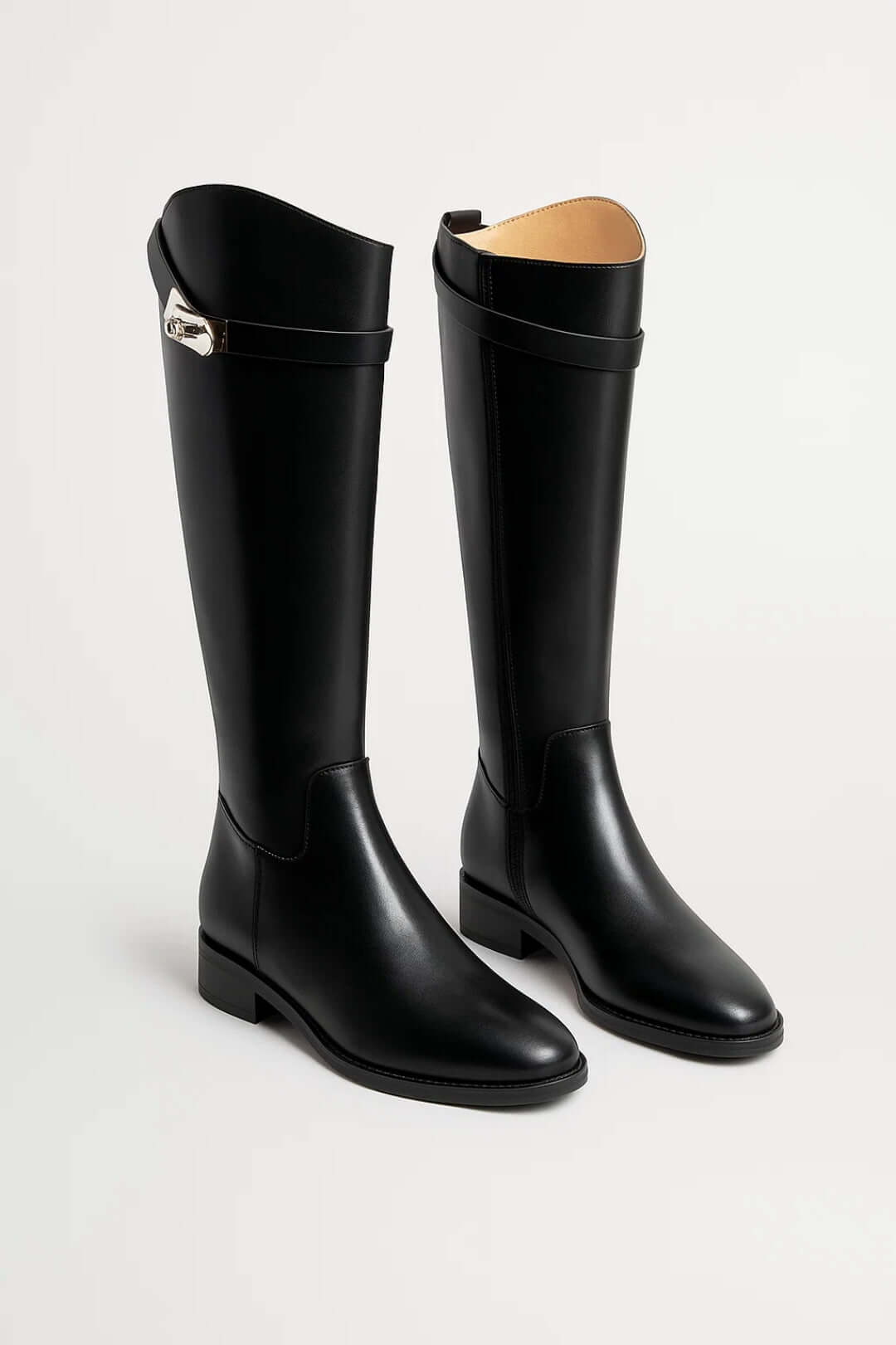 Women's Buckle Knee-High Boots – elegant autumn style, view 1 | The Sylvestra | Huna