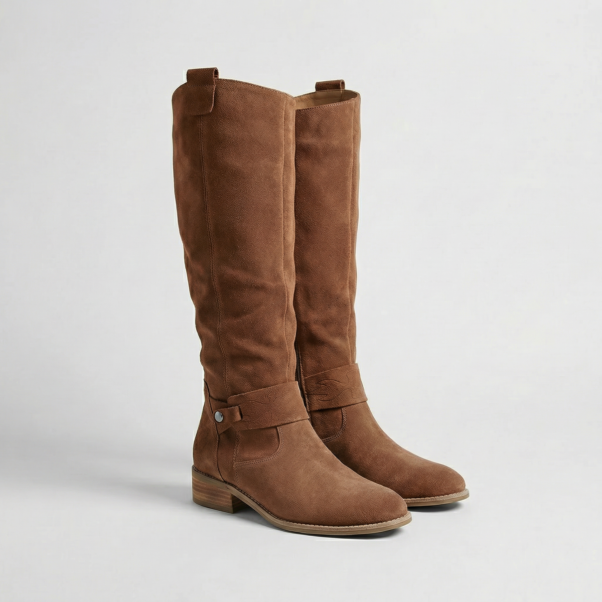 Women's Suede-Look Slouch Boots – low heel knee-high, view 4 | The Ariadne | Huna