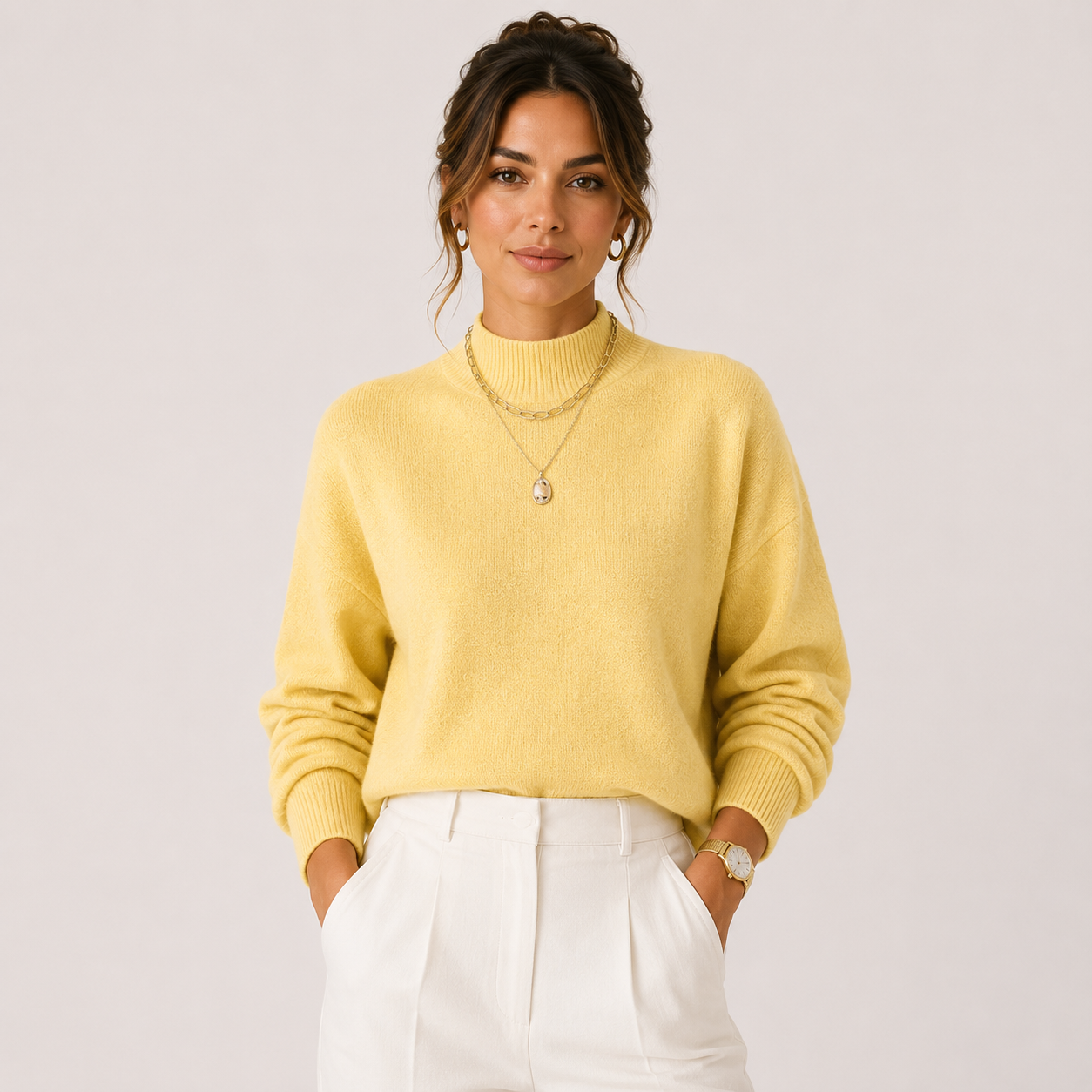 Women's Knit Turtleneck Sweater Cozy Lightweight Winter Pullover 11