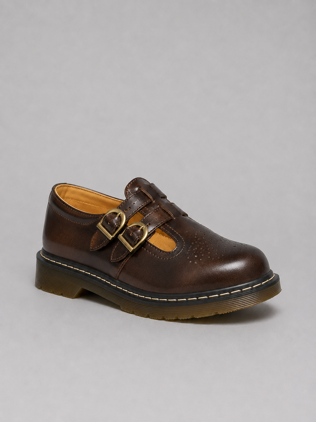 Women's Chunky Mary Jane Shoes – double buckle leather, view 6 | The Theodosia | Huna