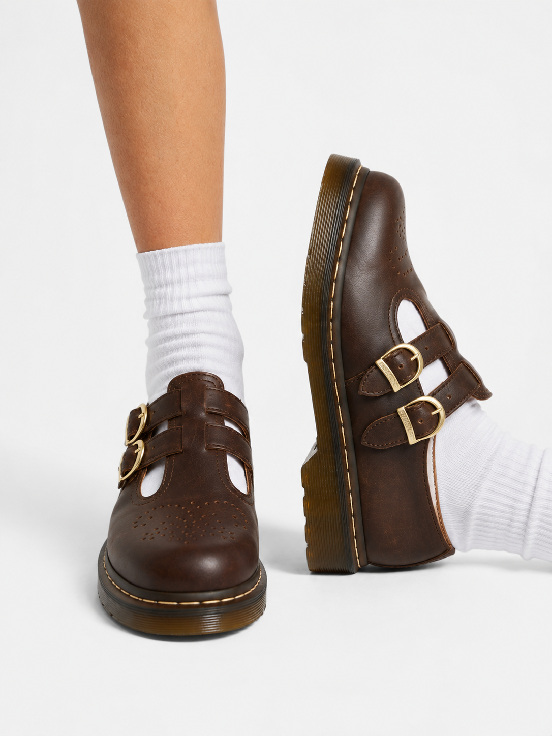 Women's Chunky Mary Jane Shoes – double buckle leather, view 8 | The Theodosia | Huna