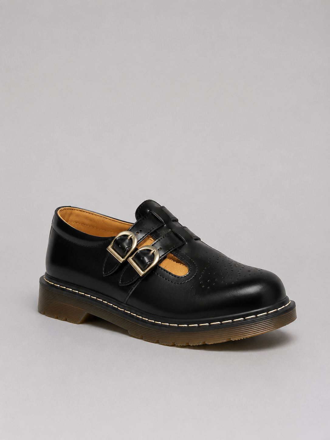 Women's Chunky Mary Jane Shoes – double buckle leather, view 1 | The Theodosia | Huna