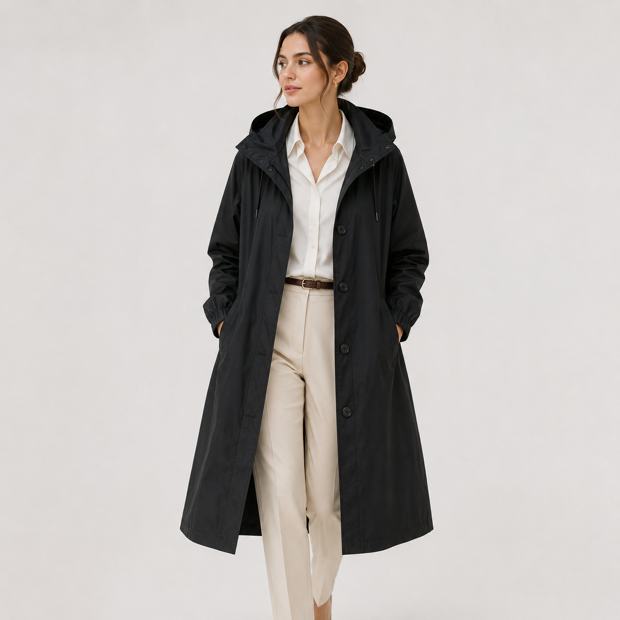 Women's Lightweight Hooded Windbreaker Water Resistant Rain Coat 6