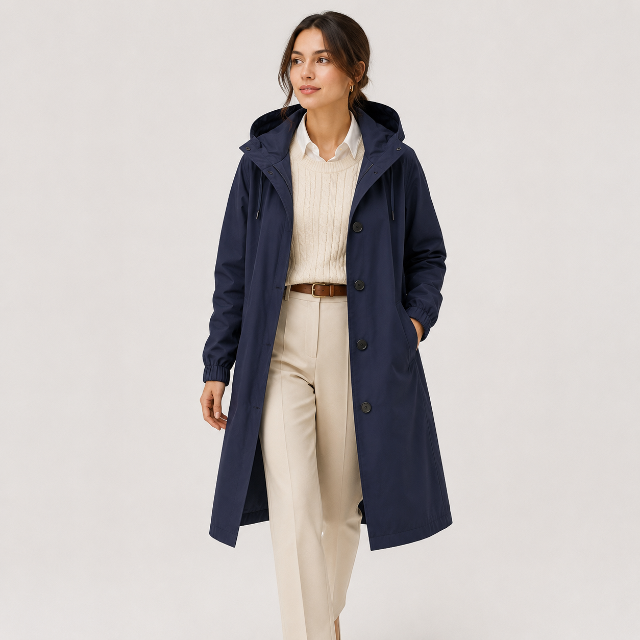 Women's Lightweight Hooded Windbreaker Water Resistant Rain Coat 7