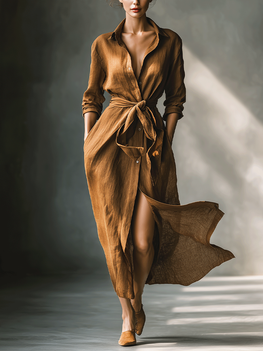 The Matilda – Women's Vintage Shirt Long Sleeve Maxi Dress | Huna