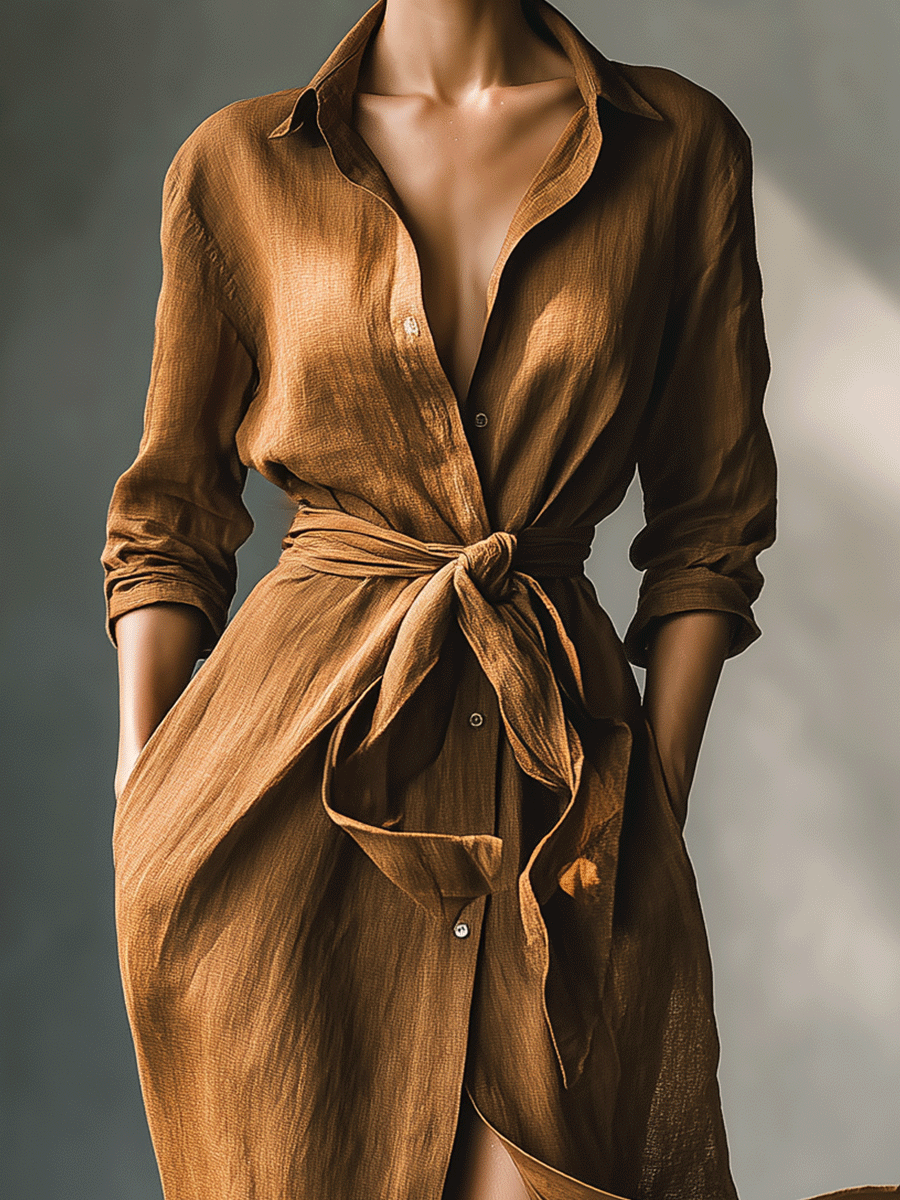 The Matilda – Women's Vintage Shirt Long Sleeve Maxi Dress | Huna