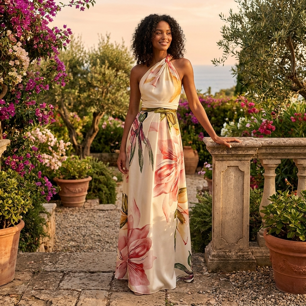The Calista – Women's Asymmetric Neckline Maxi Dress – Huna