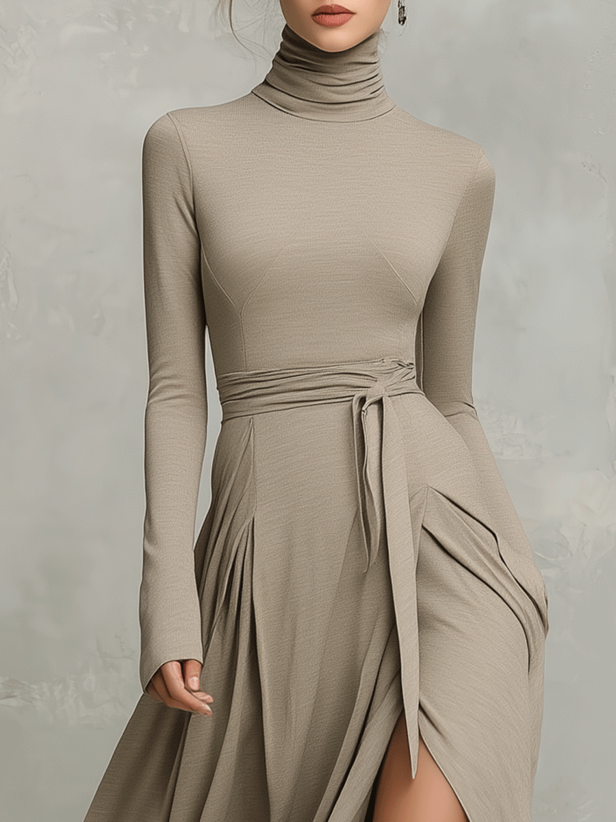 The Arabella – Women's Knit Blend Long Sleeve Midi Dress | Huna