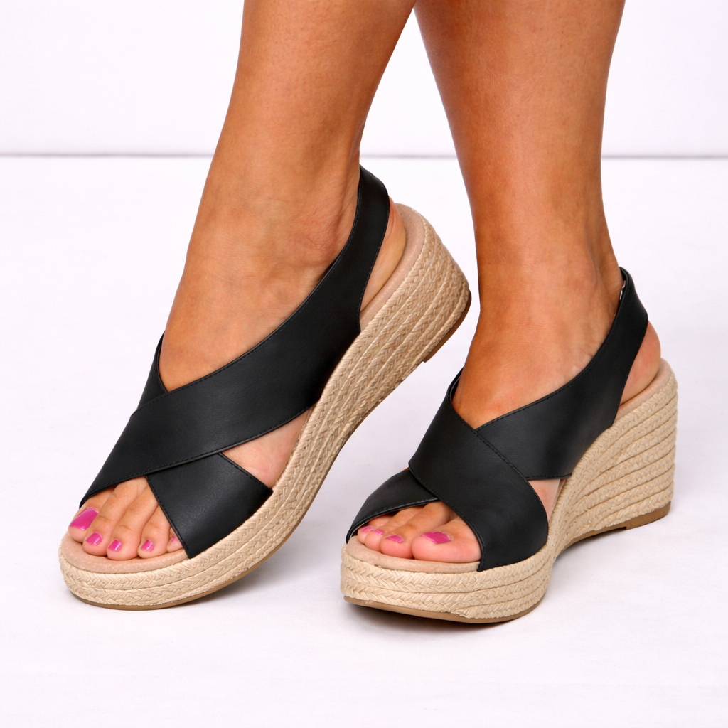 Women's Orthopedic Espadrille Sandals Beige Cushioned Wedge