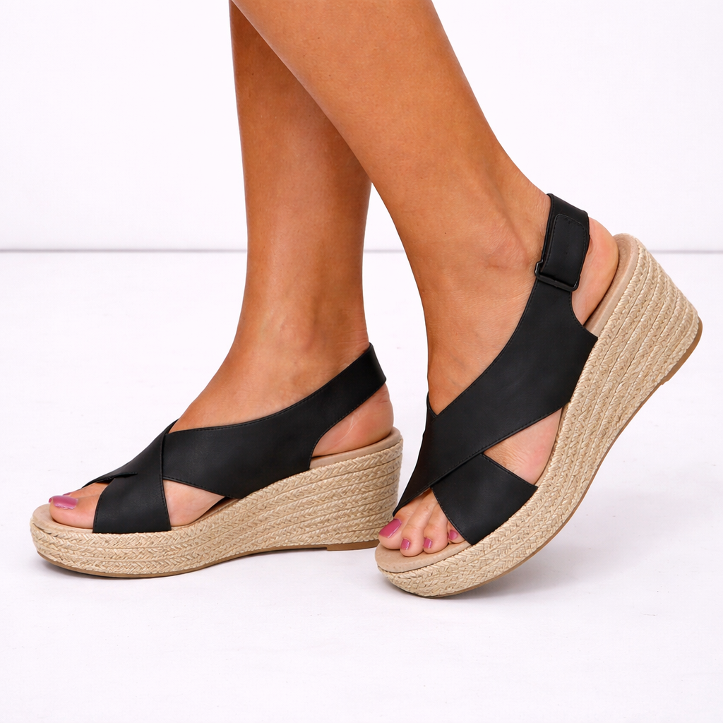 Women's Orthopedic Espadrille Sandals Beige Cushioned Wedge