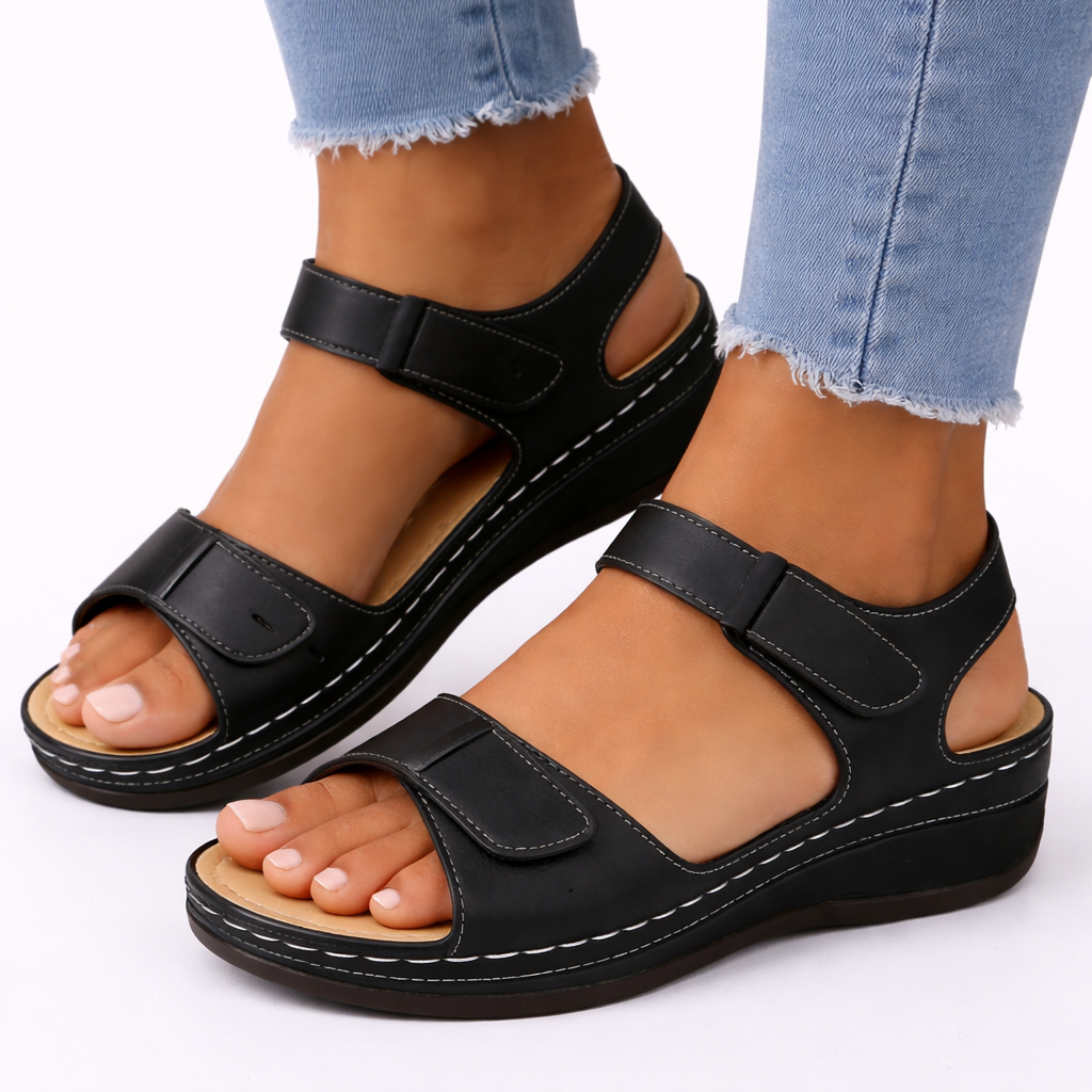 Women's Orthopedic Wedge Sandals UK – Walking Comfort | The Marlowe | Huna