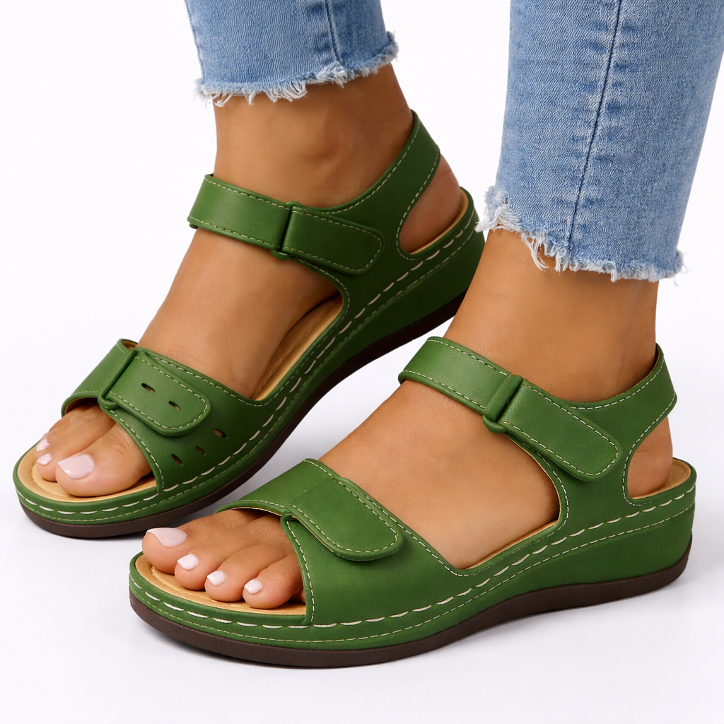 Women's Orthopedic Wedge Sandals UK – Walking Comfort | The Marlowe | Huna