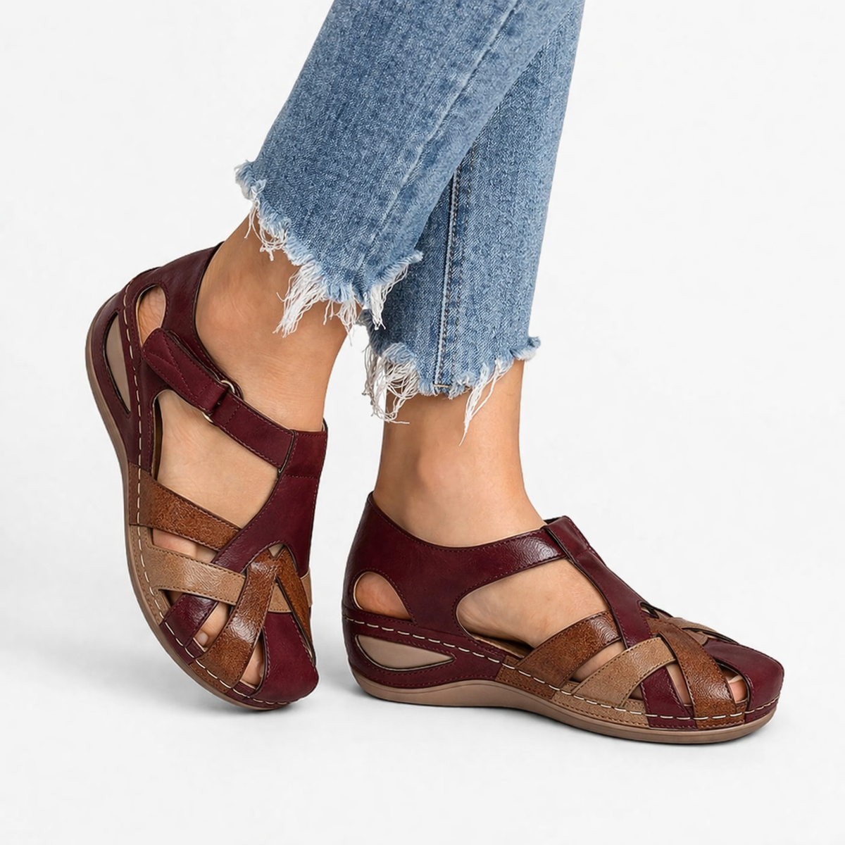 Women's Orthopedic Wedge Sandals Leather Comfort Support