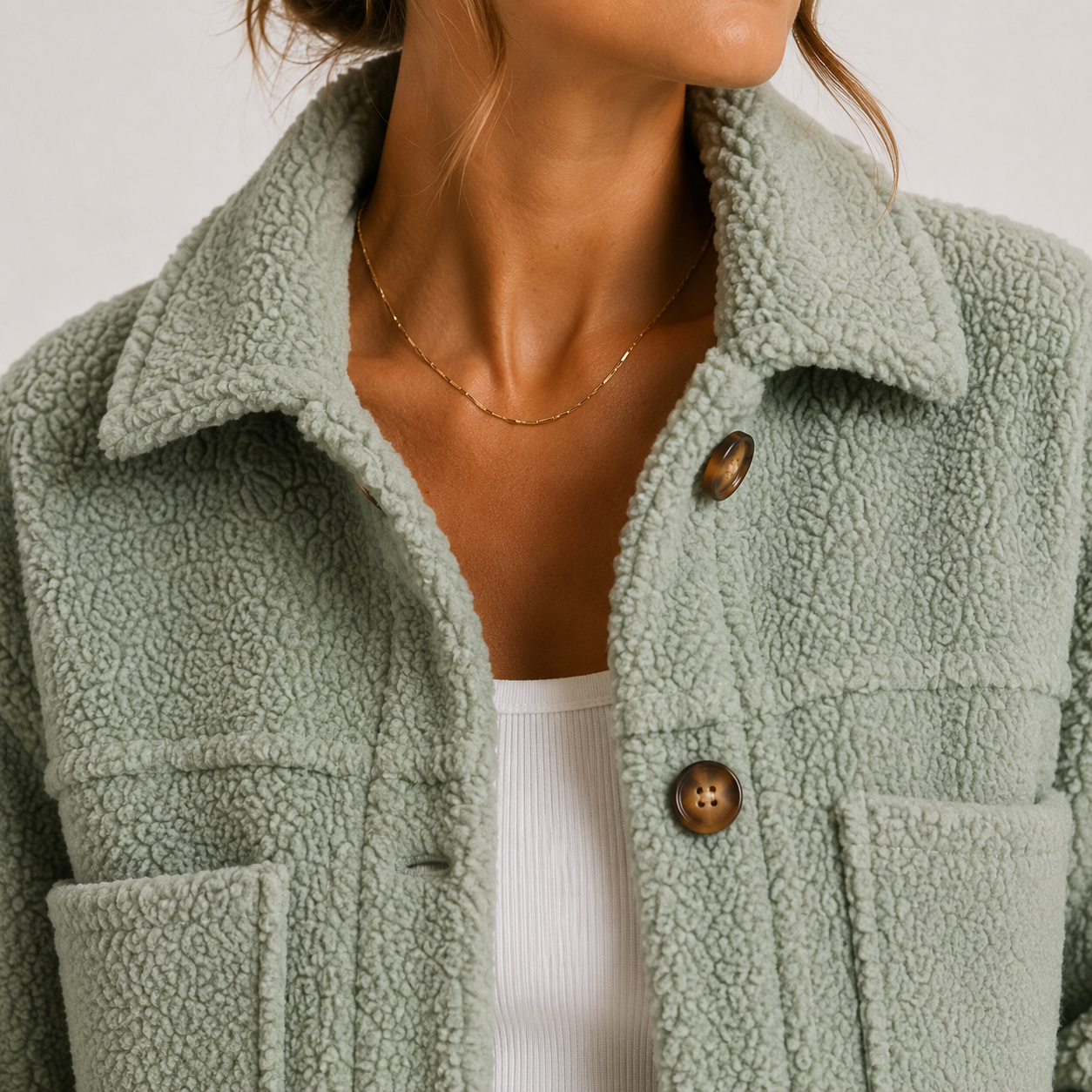 Women's Plush Sherpa Jacket Cozy Lightweight Casual Shacket 2