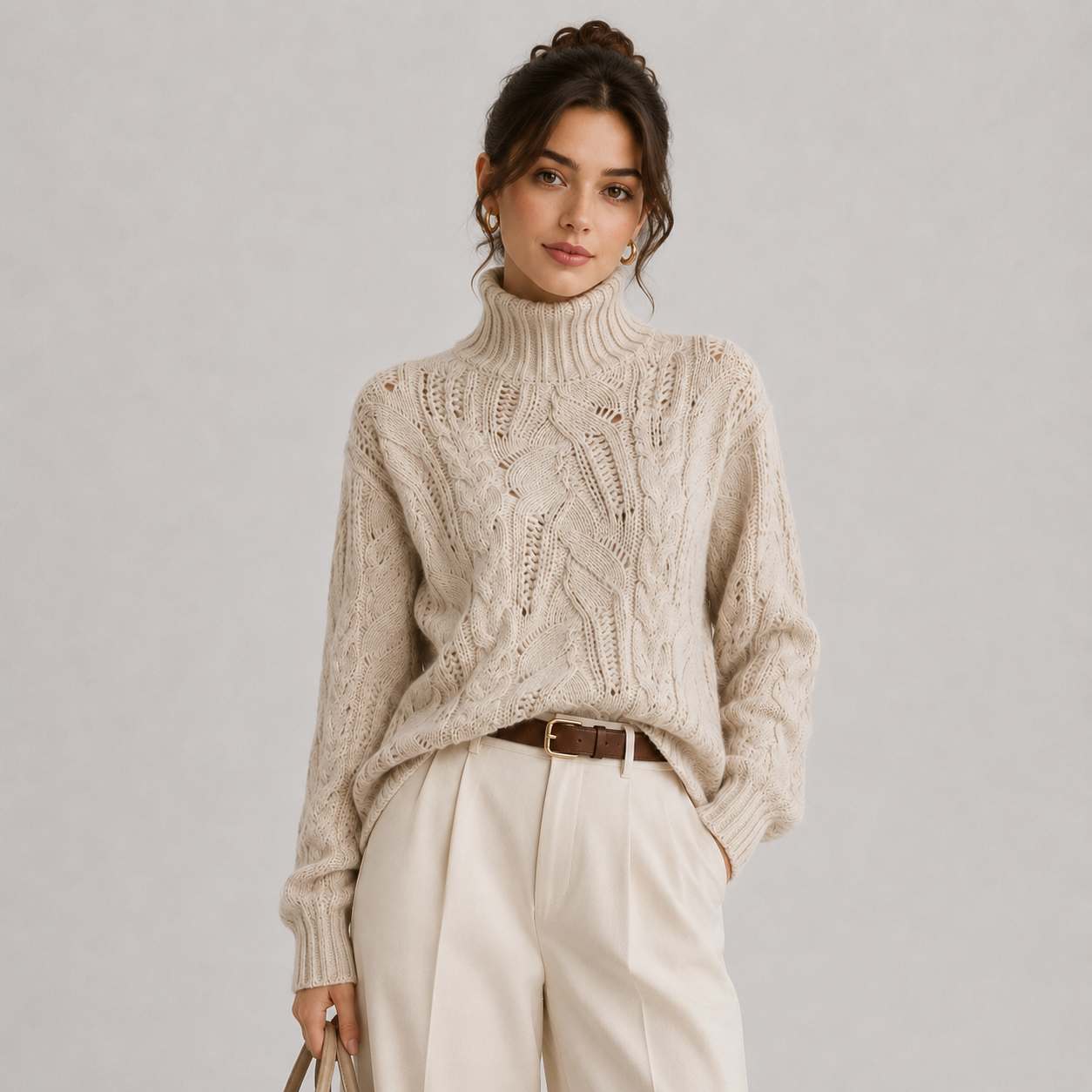 Women's Premium Cashmere Look Sweater Warm Long Sleeve Knitwear 4