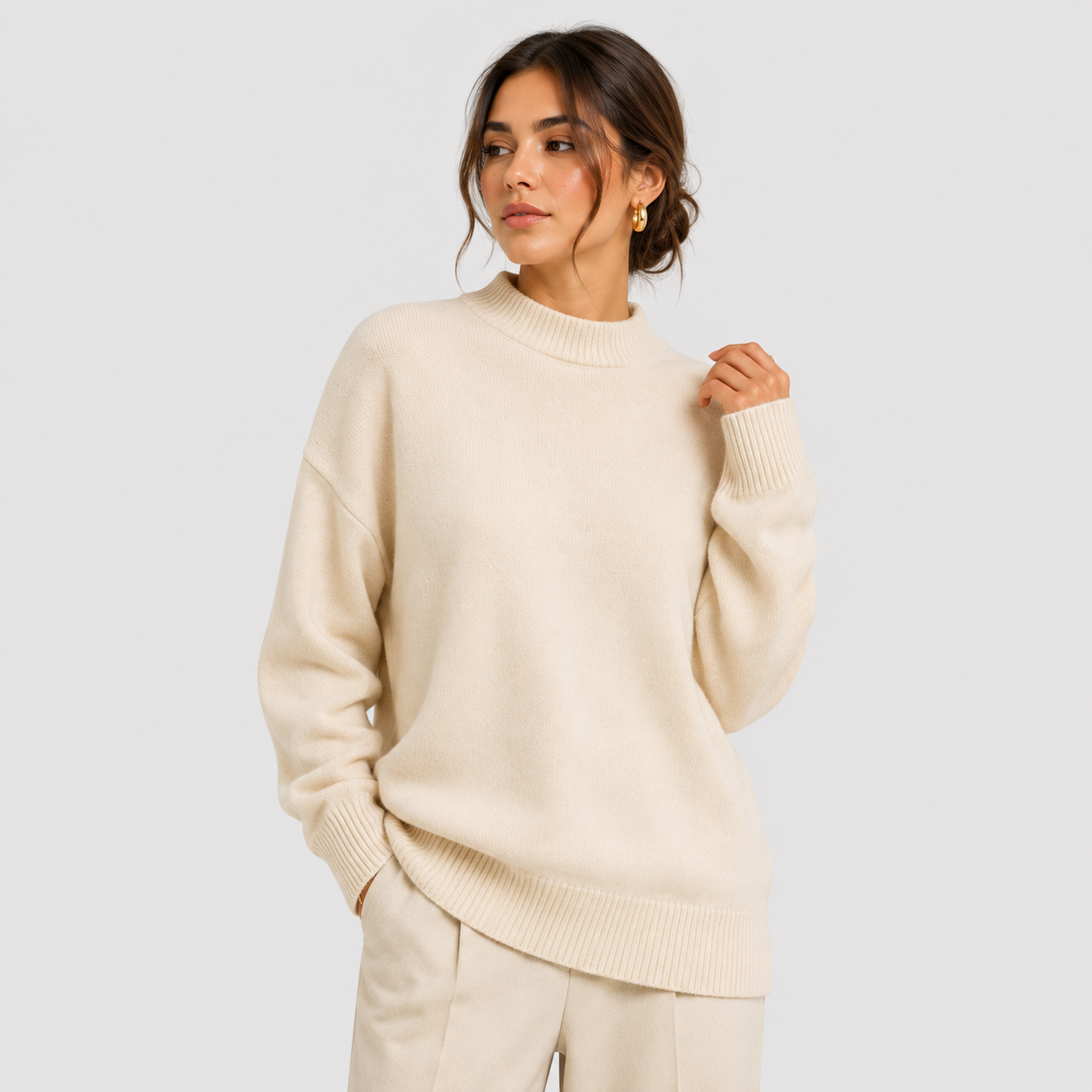 Women's Premium Oversized Sweater Cozy Long Sleeve Knit 0