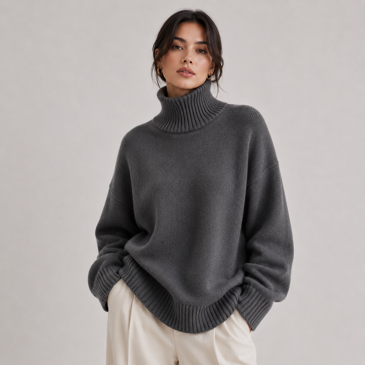 Women's Premium Turtleneck Sweater Warm Lightweight Knit Pullover 0