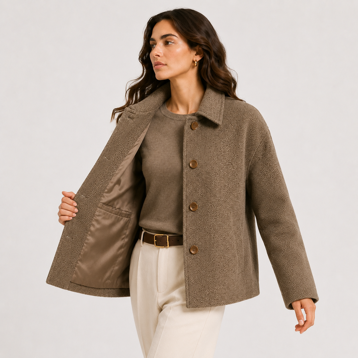 Women's Relaxed Fit Button Front Jacket for Fall and Winter 1