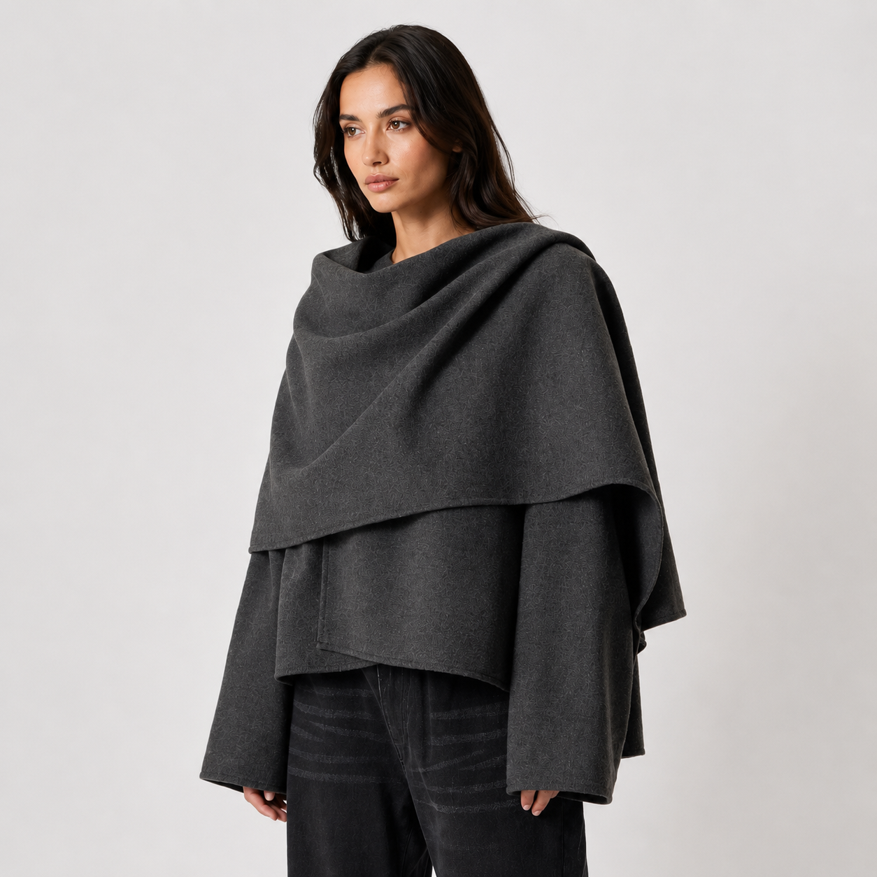 Women's Cape Coat UK – Relaxed Fit Cozy Everyday Winter | The Nerys | Huna