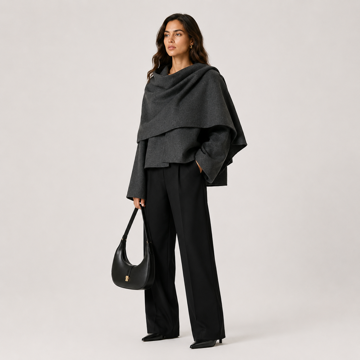Women's Relaxed Fit Cape Coat Cozy Everyday Winter Jacket 1