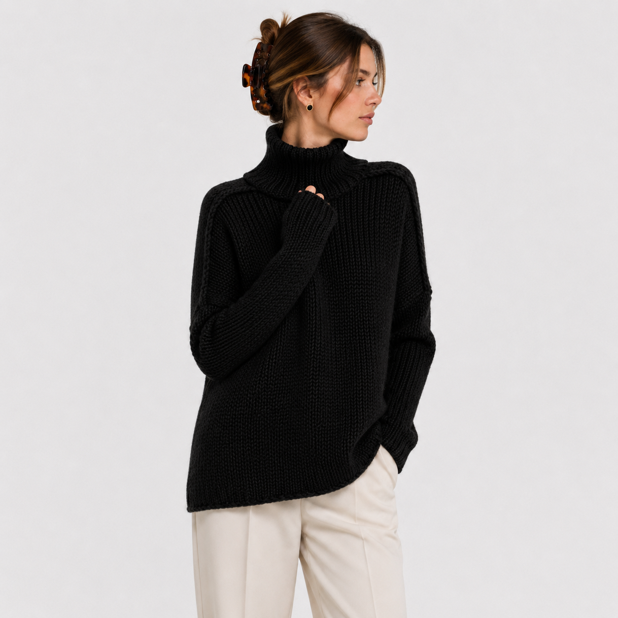 Women's Relaxed Knit Sweater Comfortable Long Sleeve Pullover 4