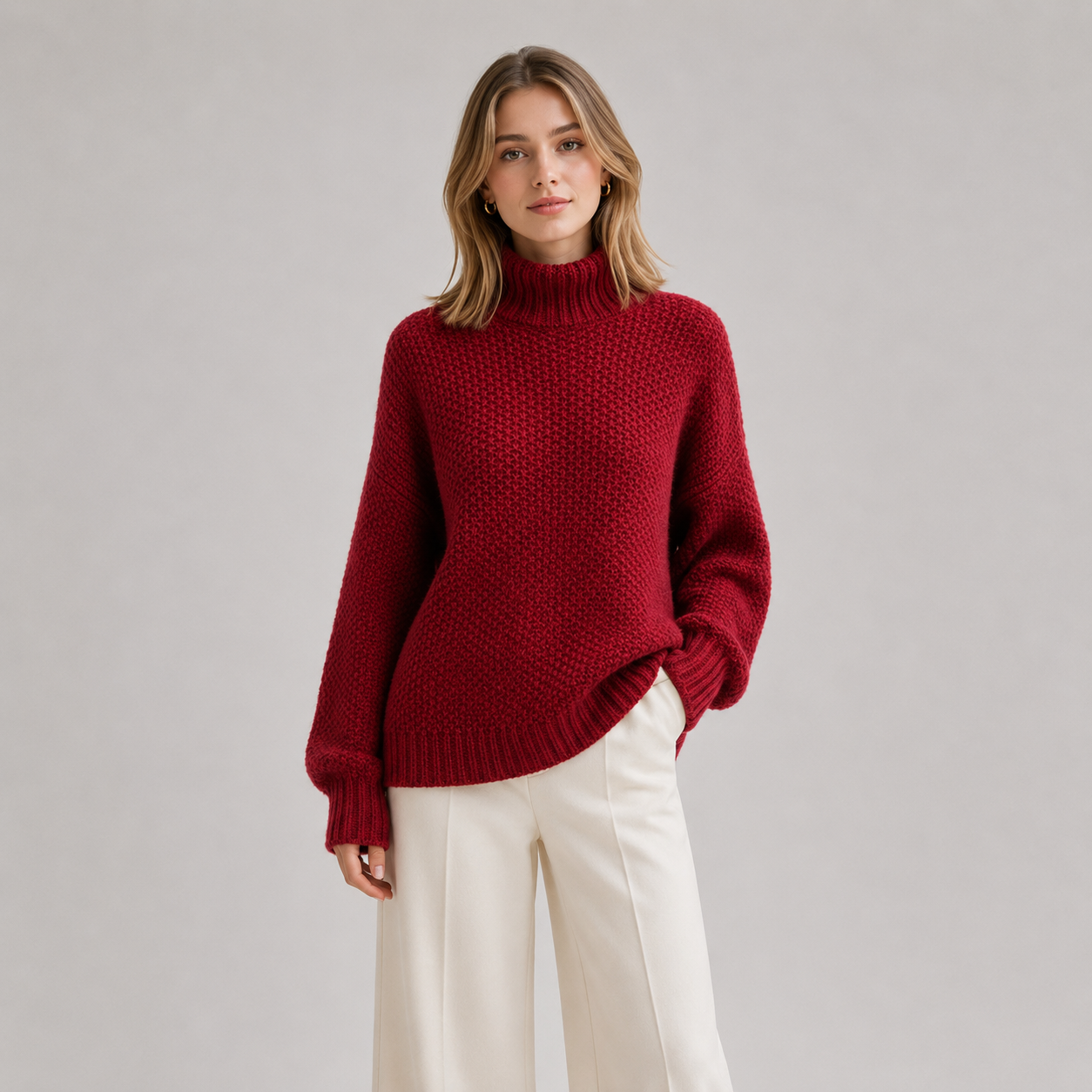 Women's Relaxed Sweater Comfortable Long Sleeve Knitwear 10