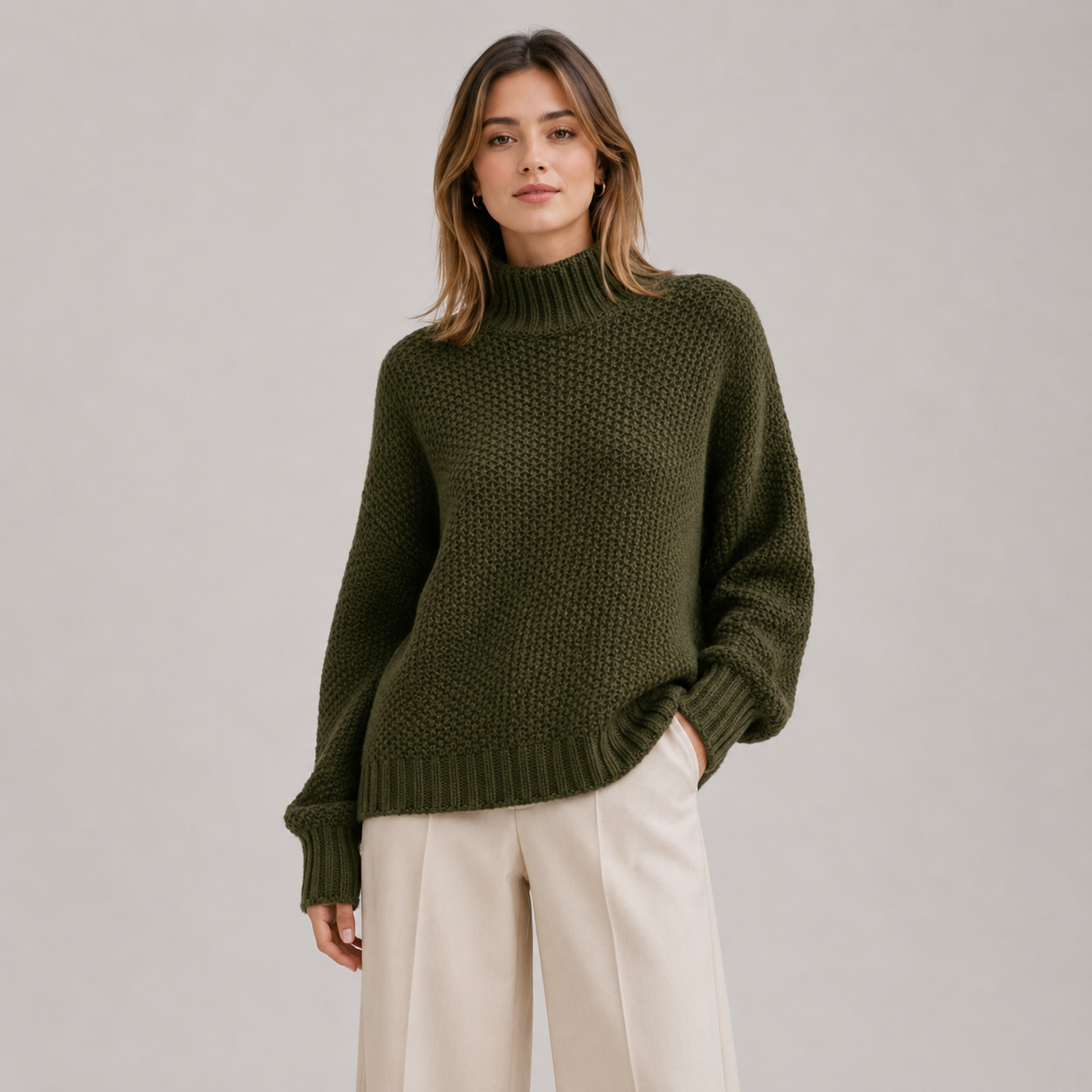 Women's Relaxed Sweater Comfortable Long Sleeve Knitwear 11