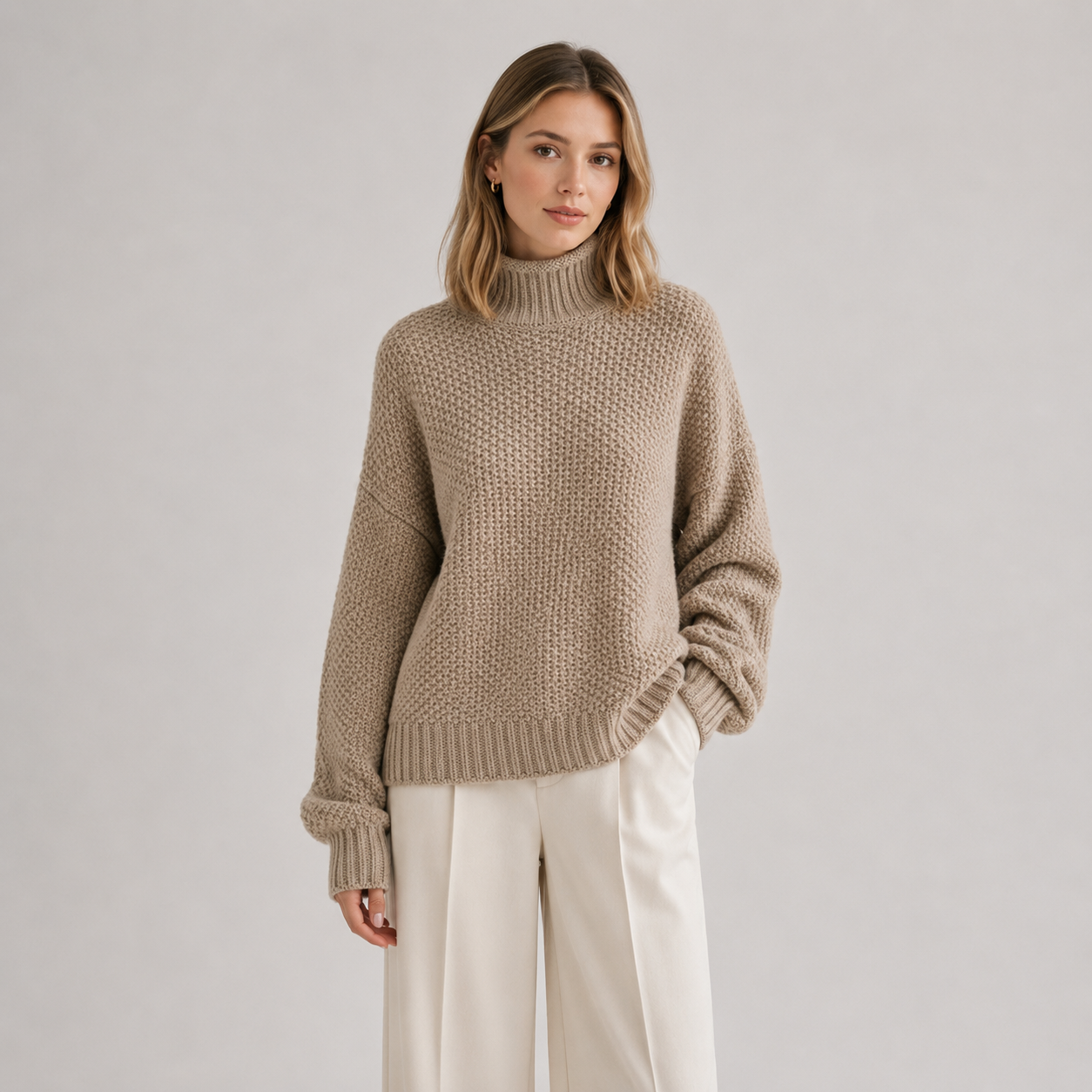 Women's Relaxed Sweater Comfortable Long Sleeve Knitwear 9