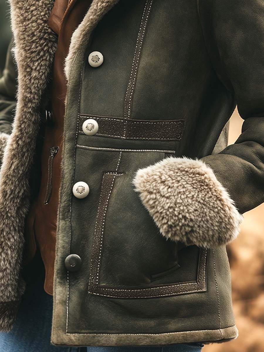 Women's Suede Coat UK – Retro Warm Tailored | The Winsley | Huna