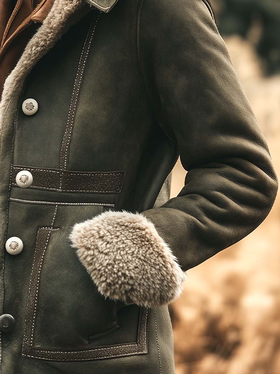 Women's Suede Coat UK – Retro Warm Tailored | The Winsley | Huna