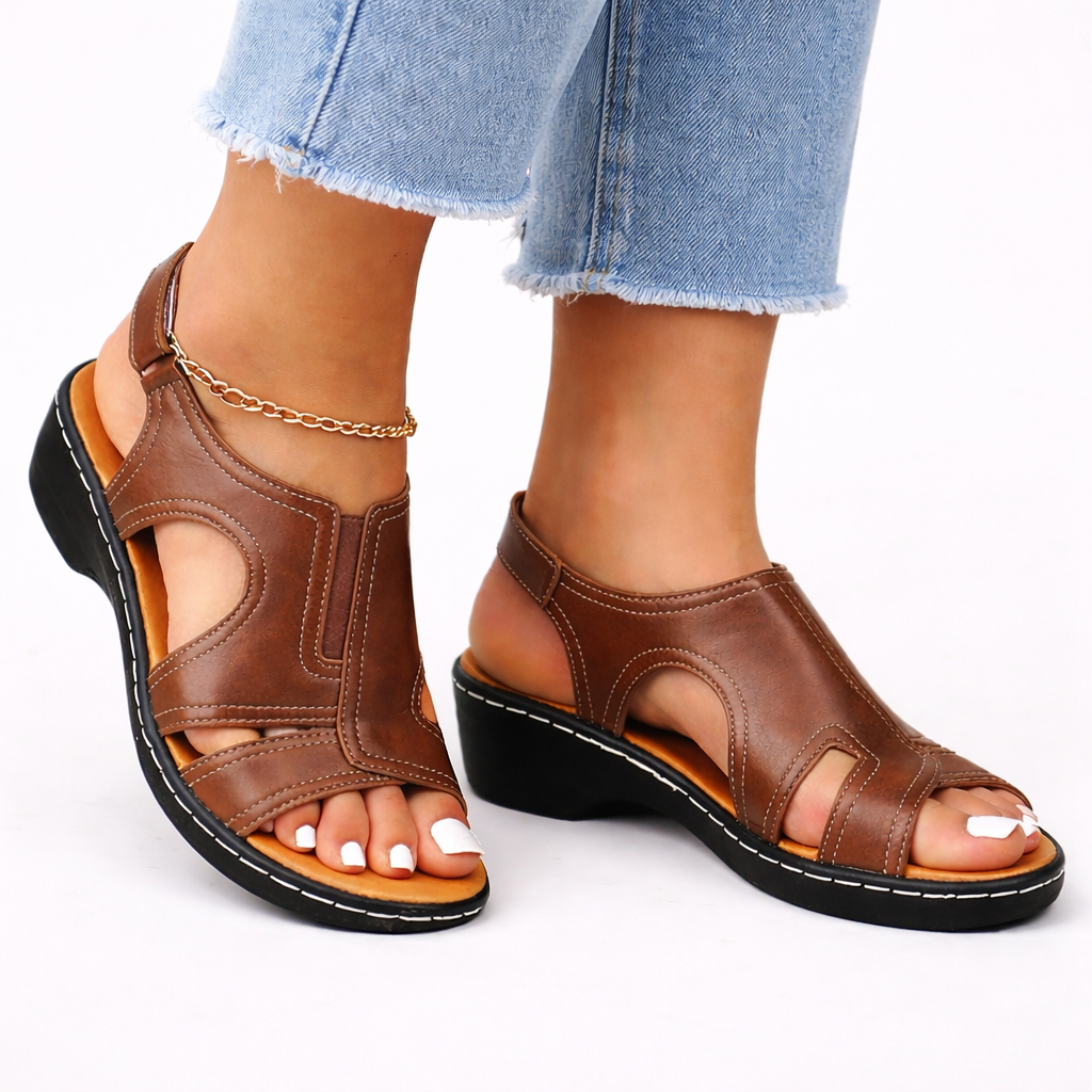 Women's Sandals Brown Synthetic Supportive Fit
