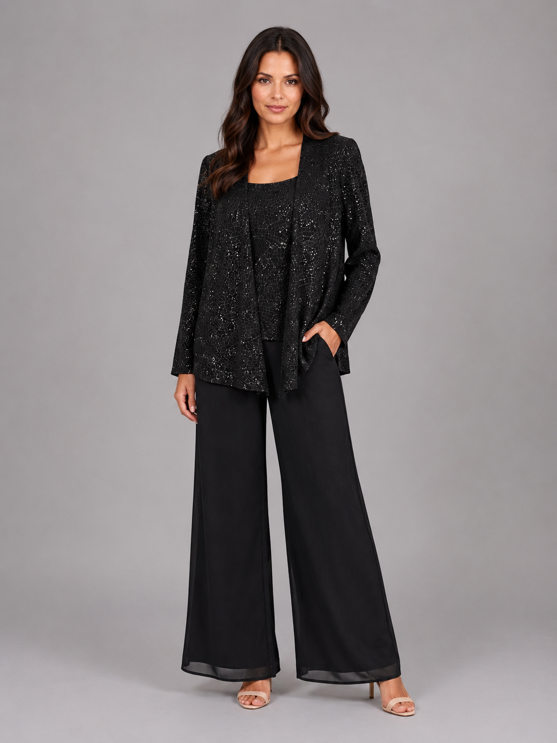 Women's Sequin Trouser Suit UK – three-piece occasion, view 4