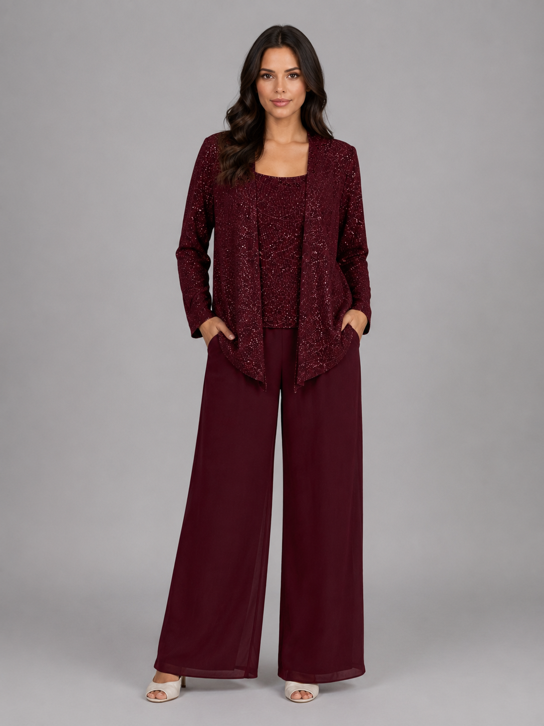 Women's Sequin Trouser Suit UK – three-piece occasion, view 6