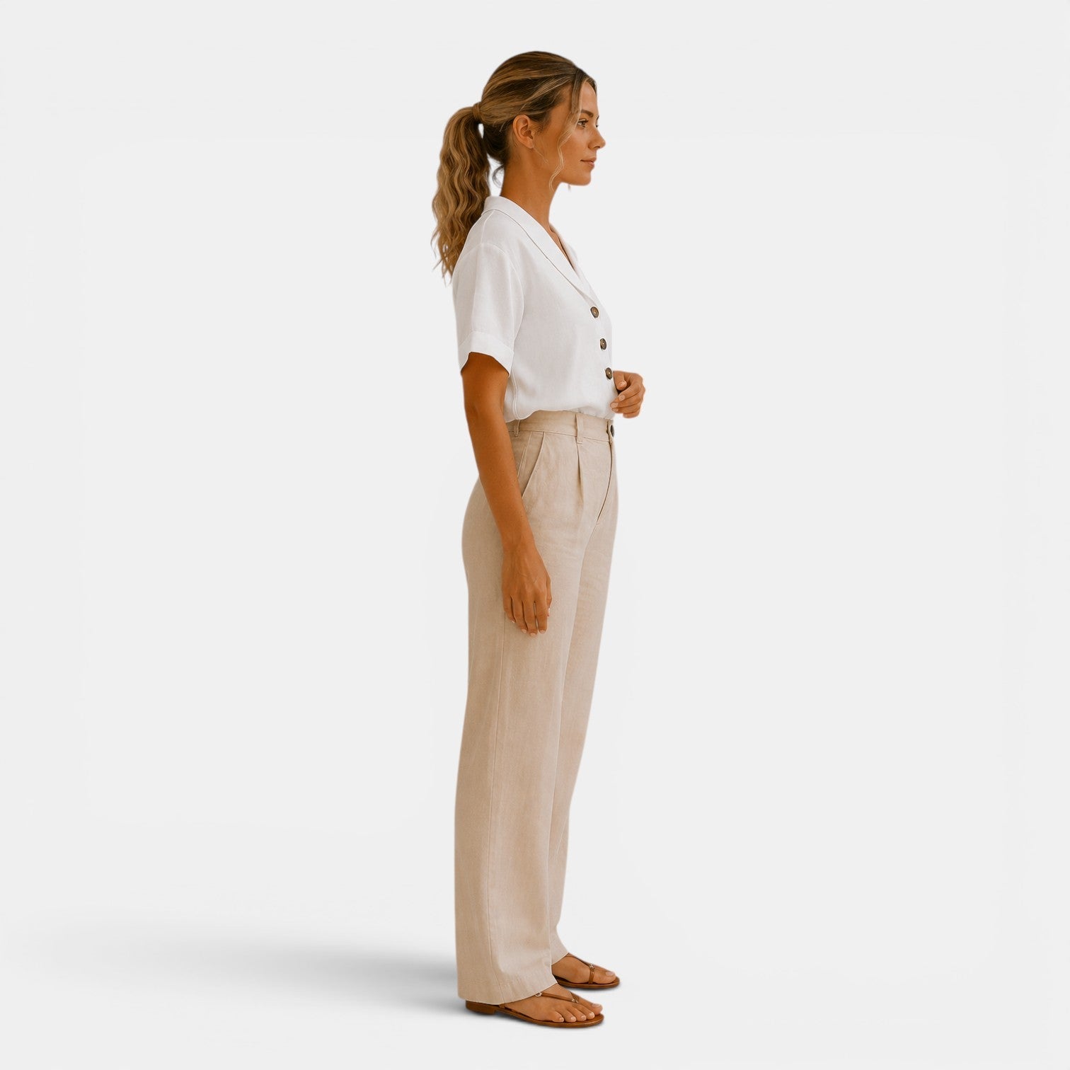 Women's Short Sleeve Blouse Relaxed Fit Button Front T-shirt 4