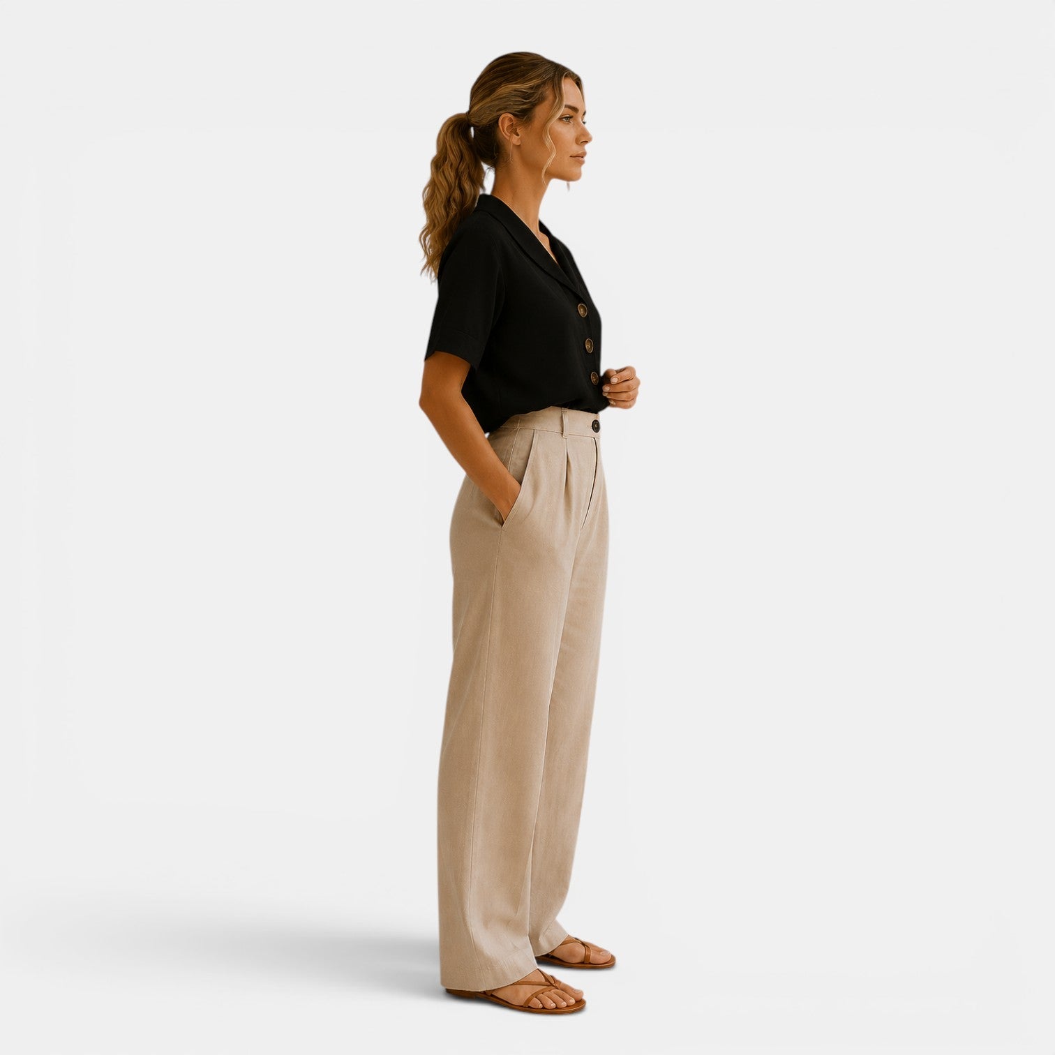 Women's Short Sleeve Blouse Relaxed Fit Button Front T-shirt 6