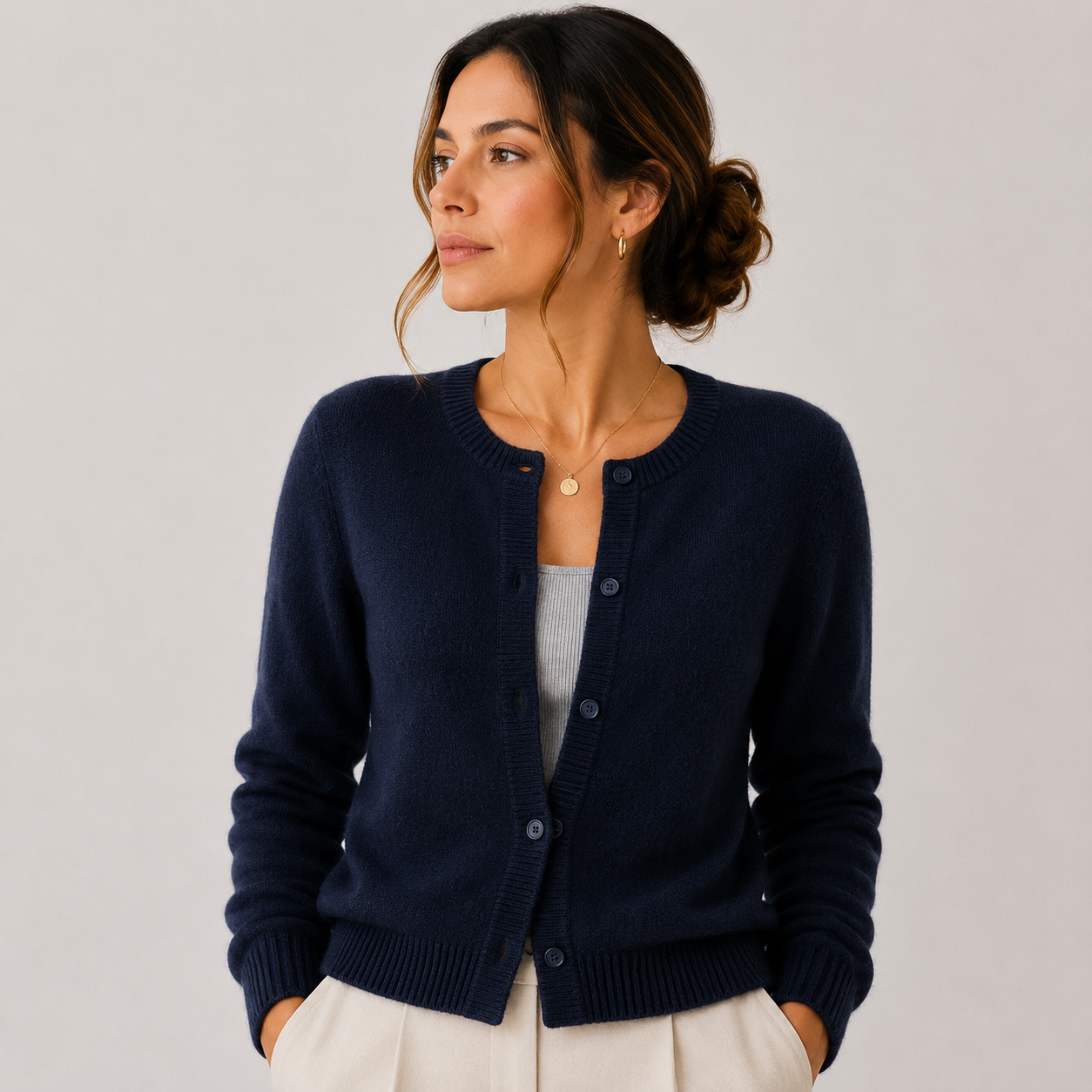 Women's Soft Knit Cardigan Classic Button Front Long Sleeve 10
