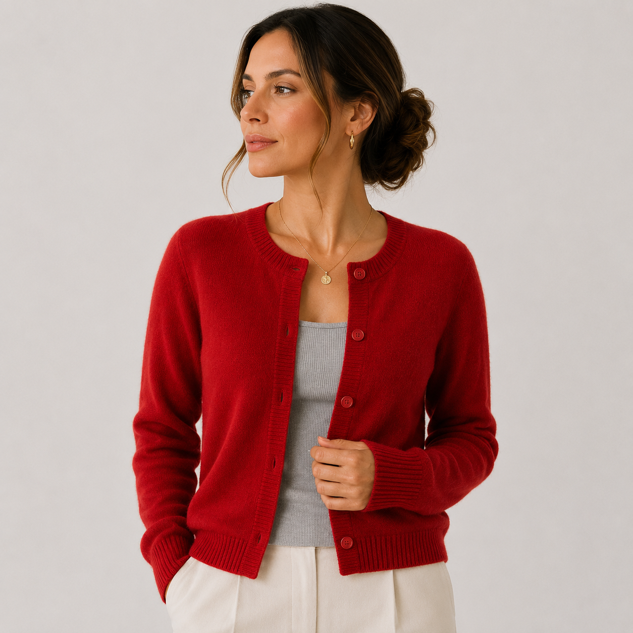 Women's Soft Knit Cardigan Classic Button Front Long Sleeve 11