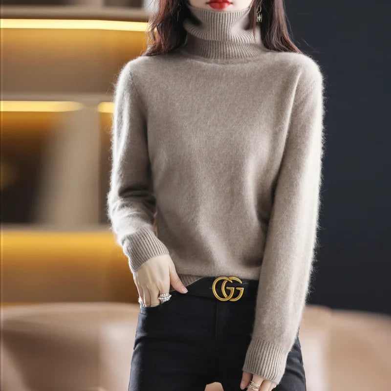 Women's Soft Knit Sweater UK – Chic High Neck Tailored | The Selwyn | Huna
